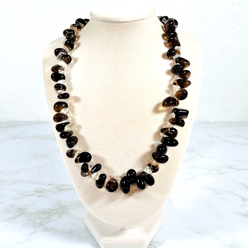 Brown & Crystal Beaded Necklace